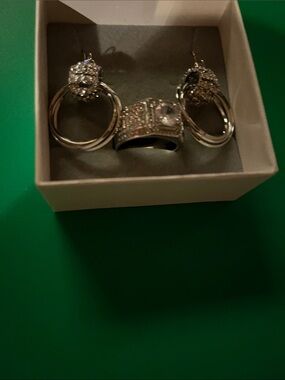 Crystal-Embellished Silver Hoop Earrings
